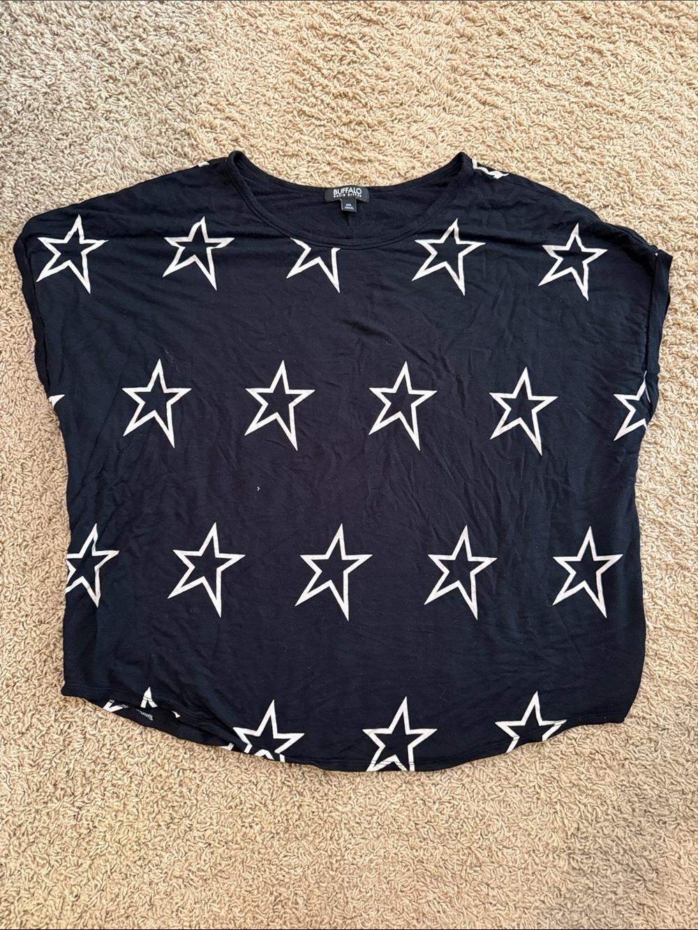 Buffalo David Bitton Navy Top with White Star Print